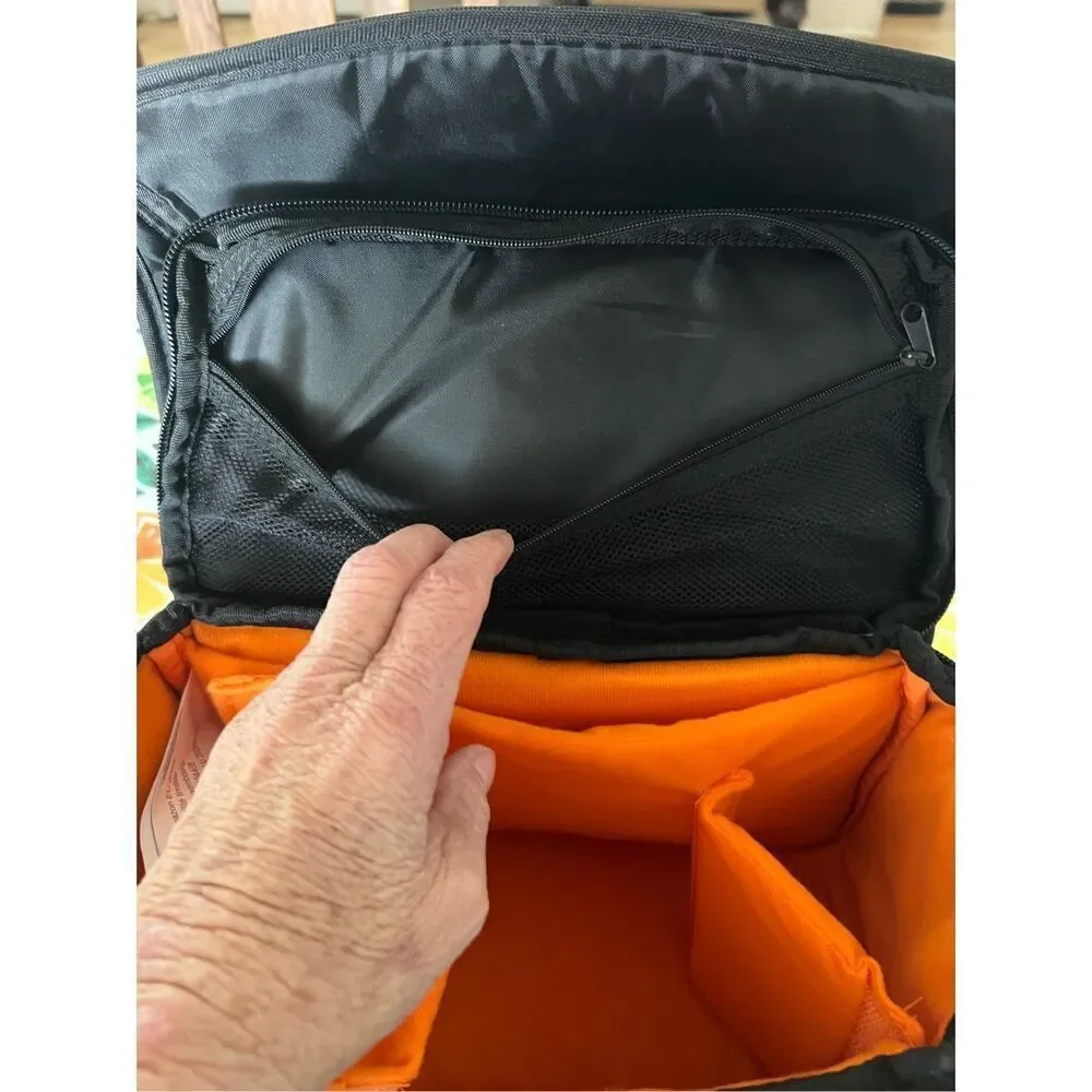 Amazon Basics Large DSLR Gadget Bag, Black with Orange Interior, Solid